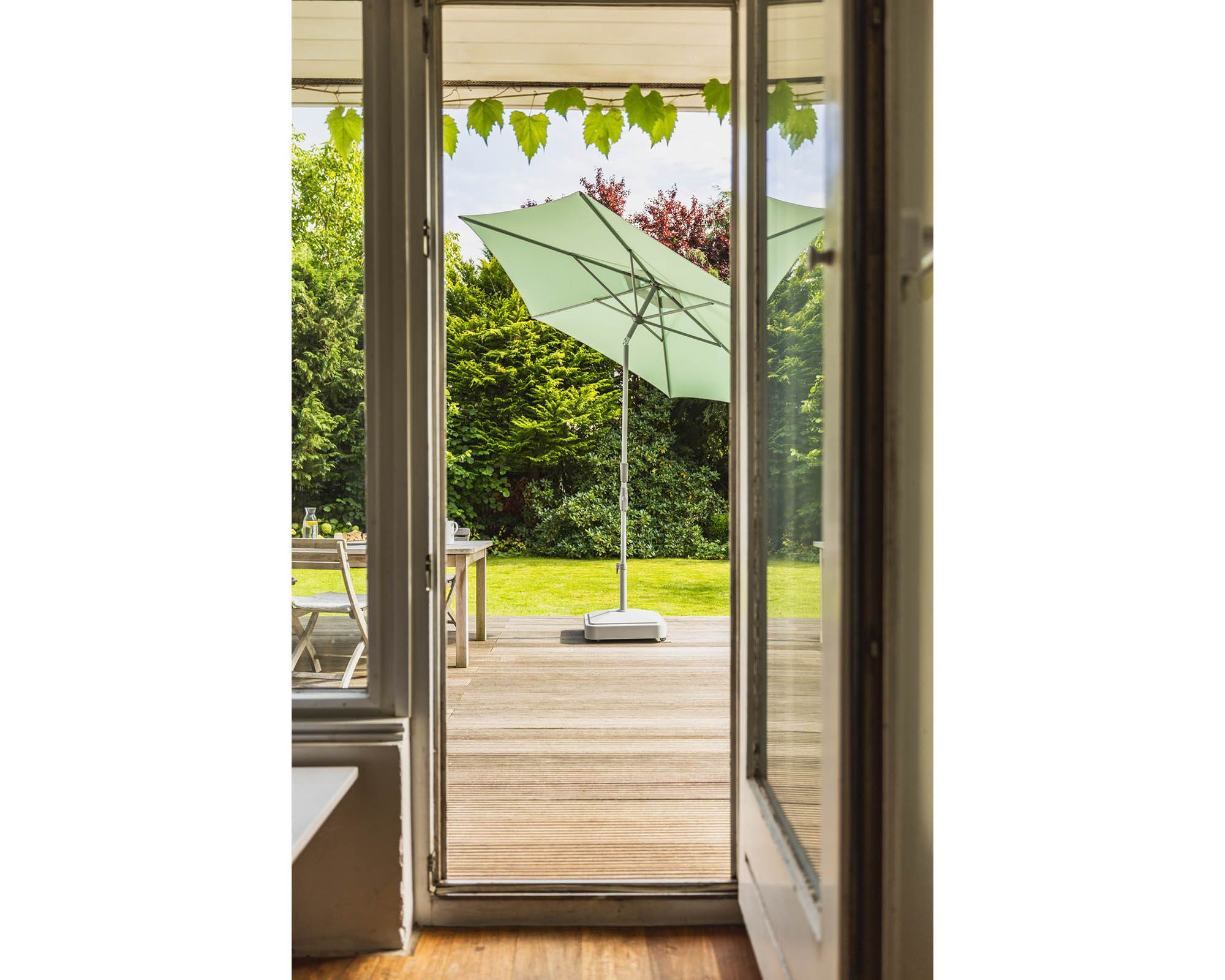 Ombrellone a Palo Centrale Slide Verde 3x3m in Alluminio, Acciaio e Poliestere - Arco Marketing - immagine 10