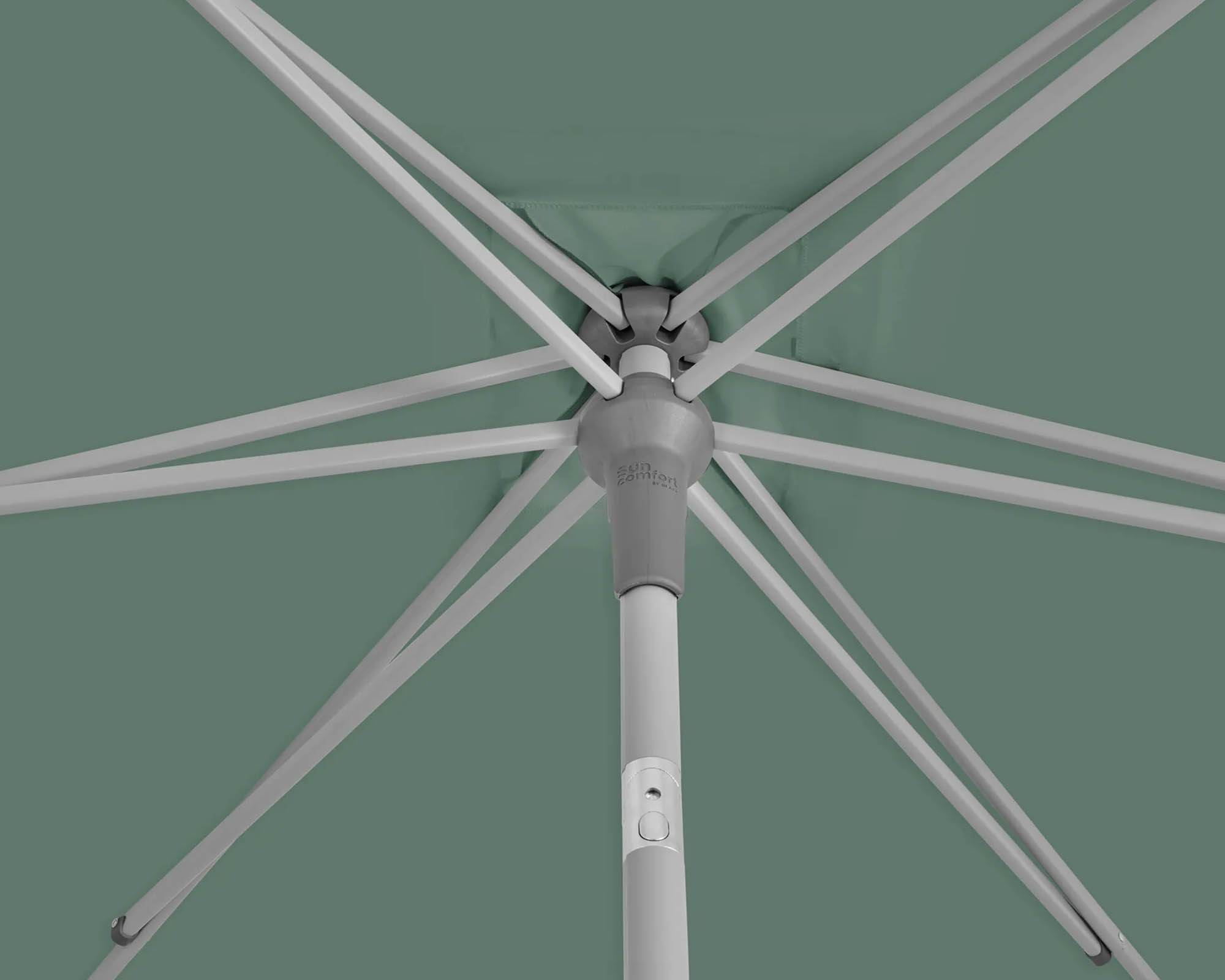 Ombrellone a Palo Centrale Pop-Up Verde 2,5x2m in Alluminio e Poliestere - Arco Marketing - immagine 5
