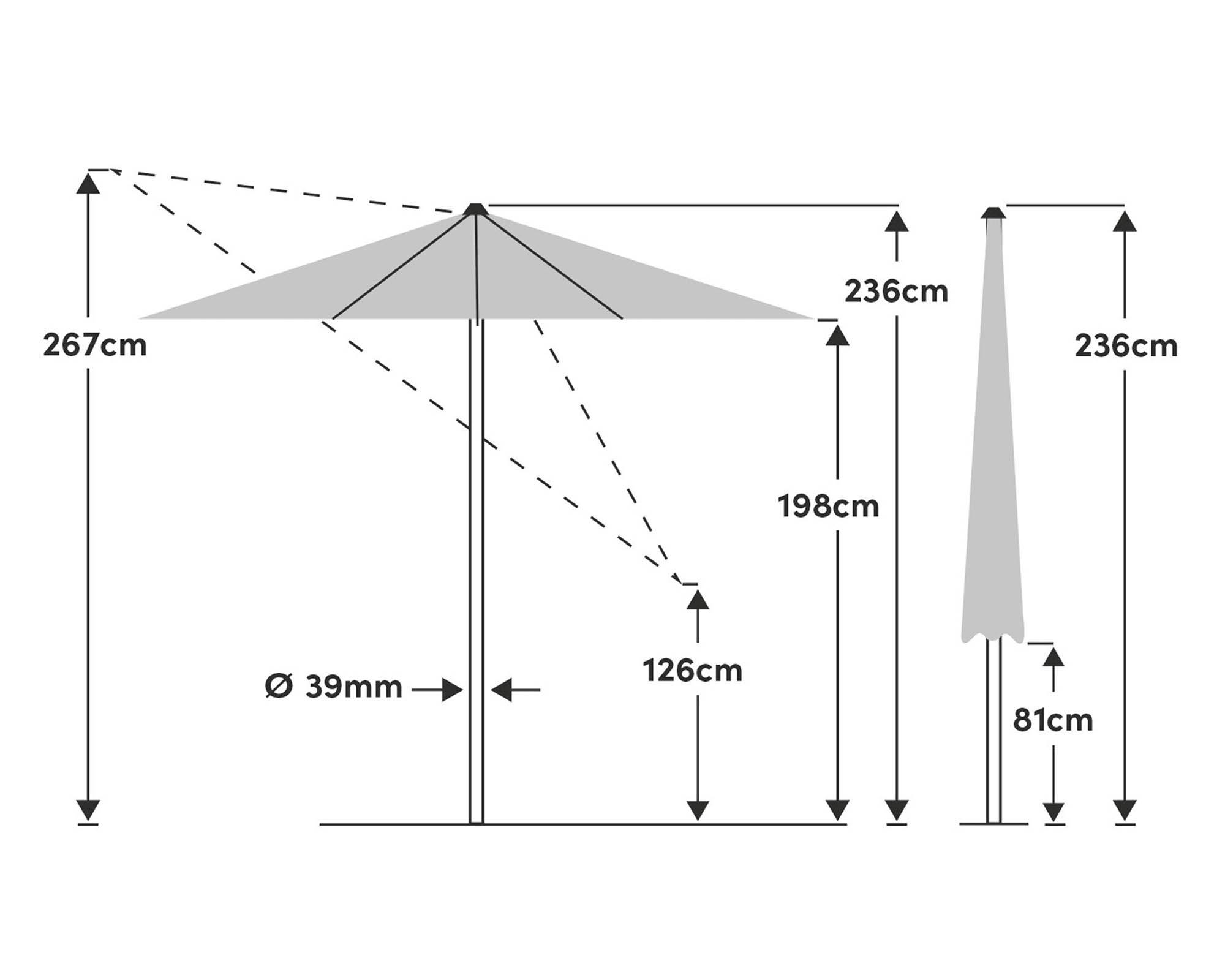 Ombrellone a Palo Centrale Pop-Up Verde 2,5x2m in Alluminio e Poliestere - Arco Marketing - immagine 10