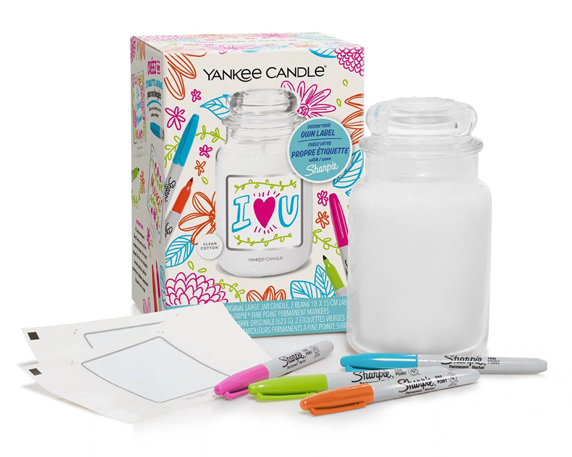 Giara Candela Grande con Pennarelli Sharpie Clean Cotton - Yankee Candle