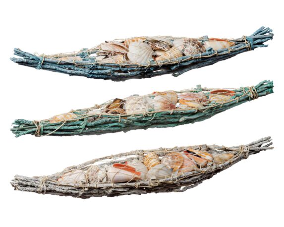 Composizione Decorativa con Conchiglie Assortito 40×7,5×4,5cm in Legno