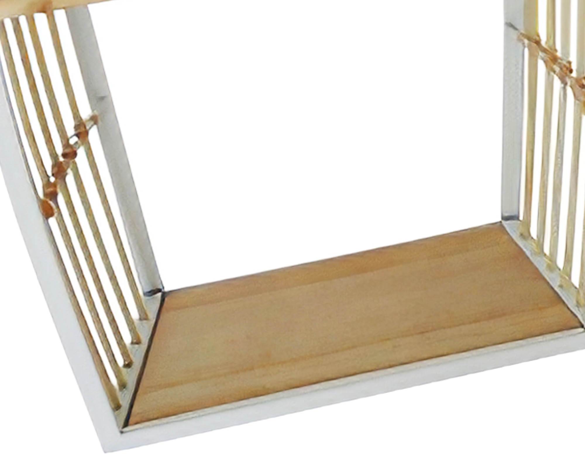 Set 2 Pz Mensola Barca con 2 Ripiani Assortito in Legno, Bamboo, Rattan e Ferro - immagine 4