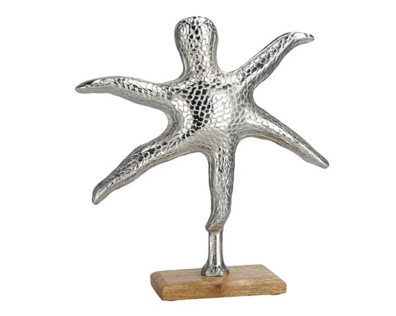 Decorazione Polpo con Base 33x9x34cm in Metallo e Legno