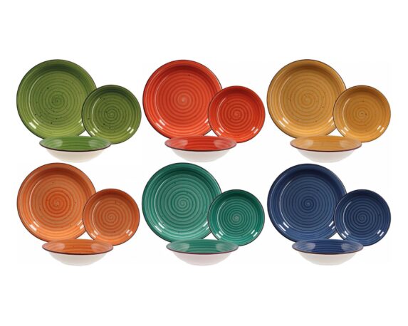 Set 18 Pz Servizio Piatti Sharma Assortito in Ceramica