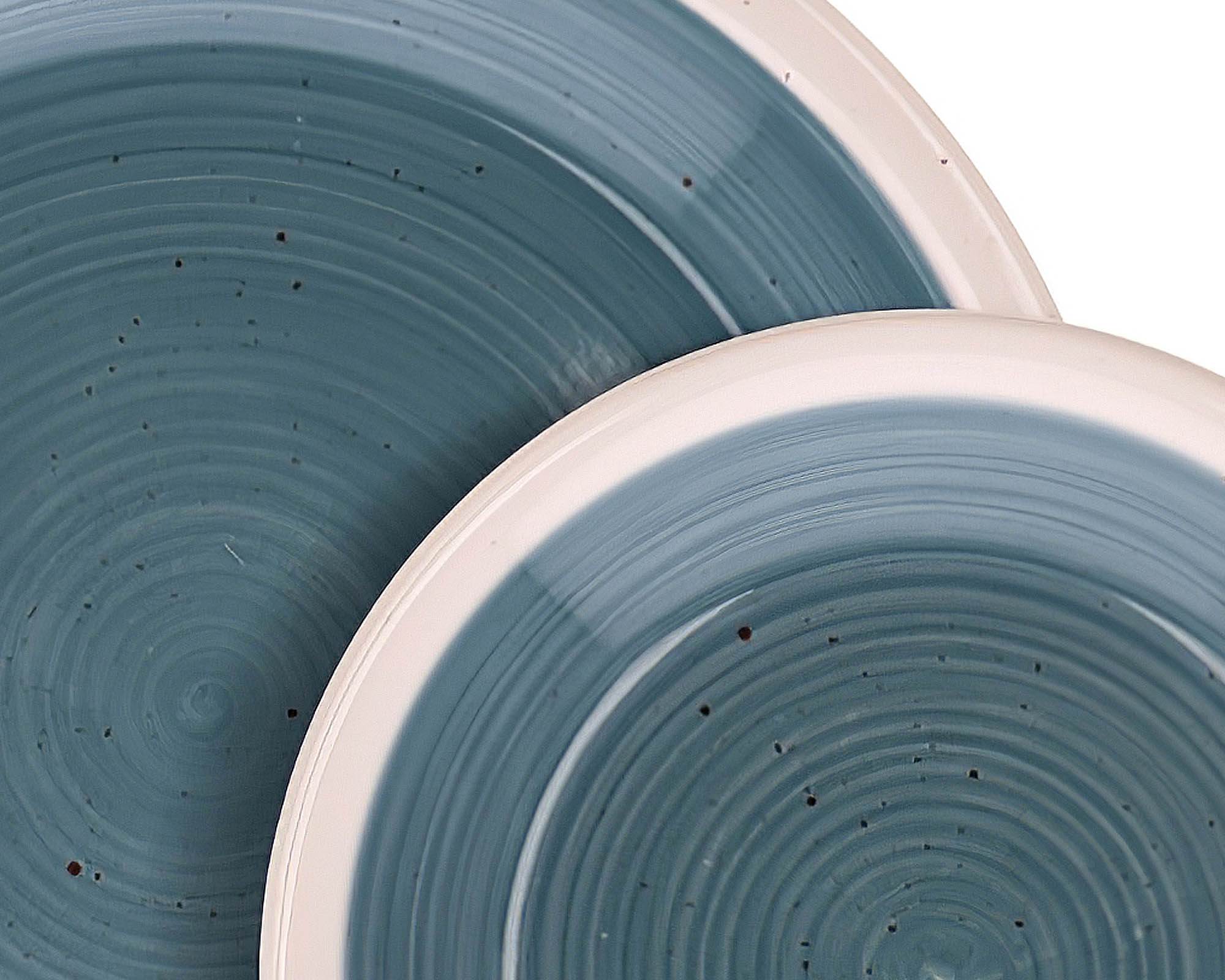 Set 18 Pz Servizio Piatti Blu Puntini in Ceramica - immagine 2