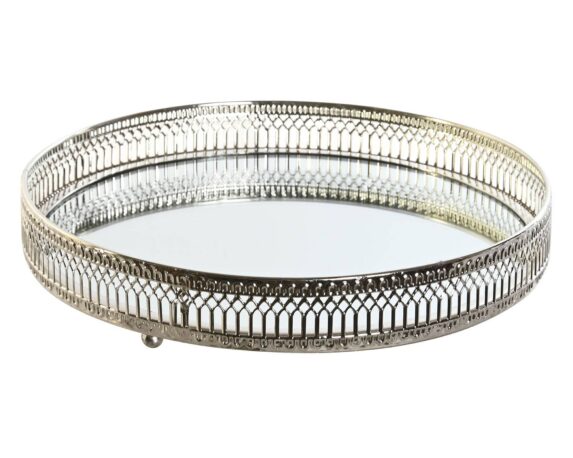 Vassoio Decorazione con Specchio 24x15x4cm in Vetro e Metallo – Item