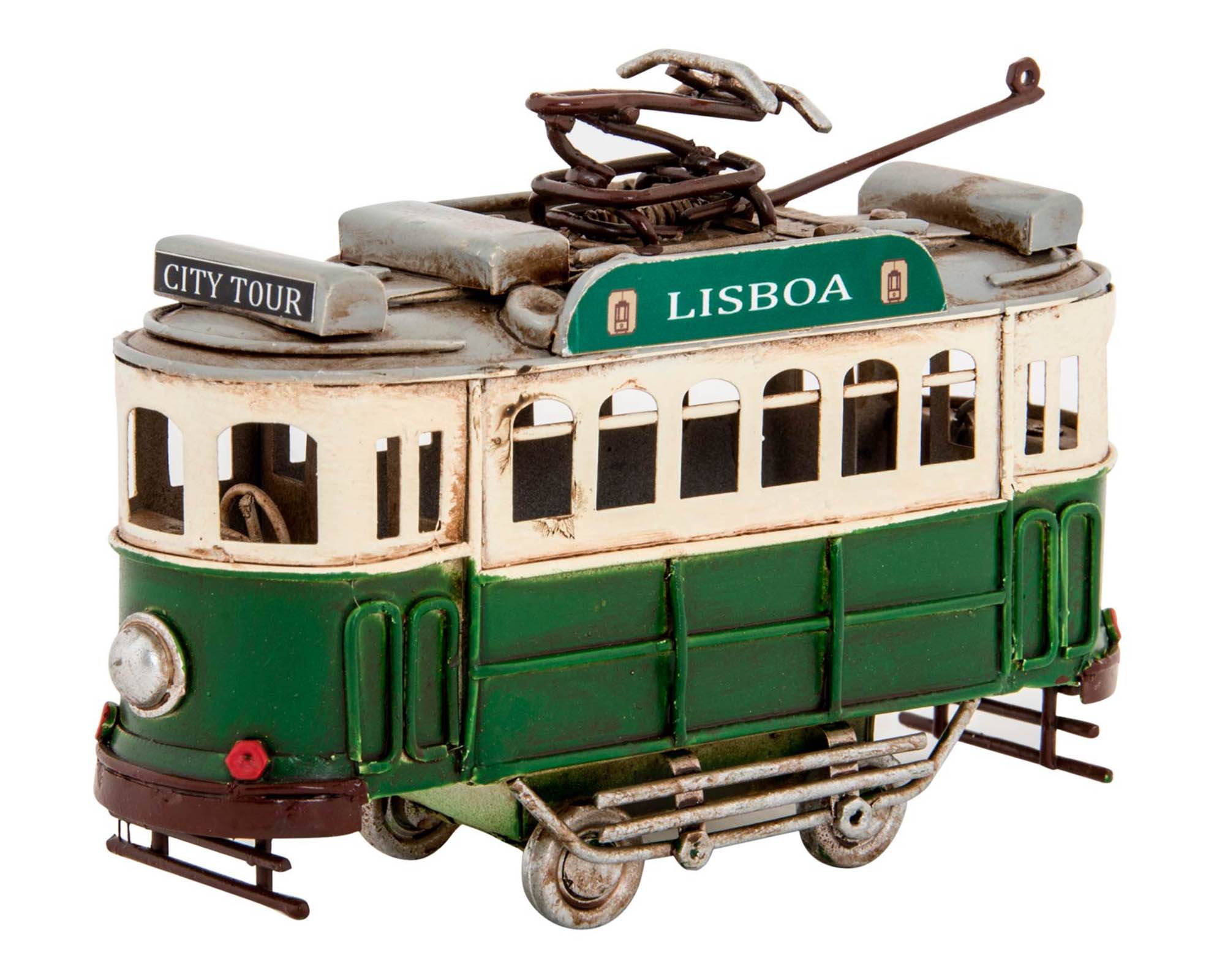 Tram Decorazione Verde 14x4x8cm in Metallo - Item
