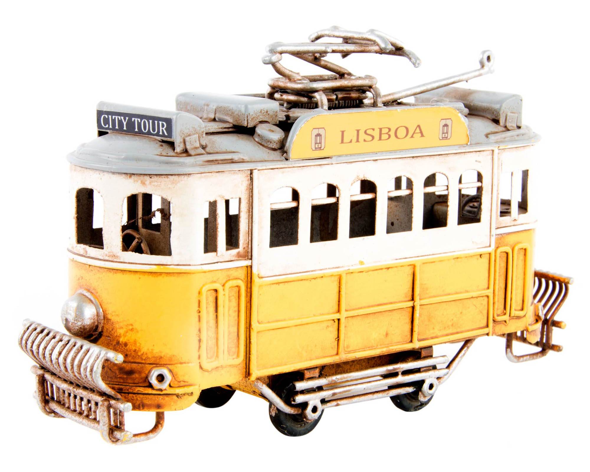 Tram Decorazione Giallo 14x4x8cm in Metallo - Item