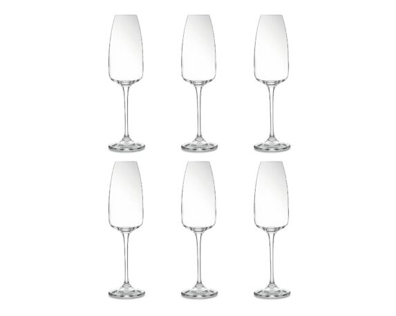 Set 6 Pz Calice Flute Alize’e Anser 290ml in Vetro