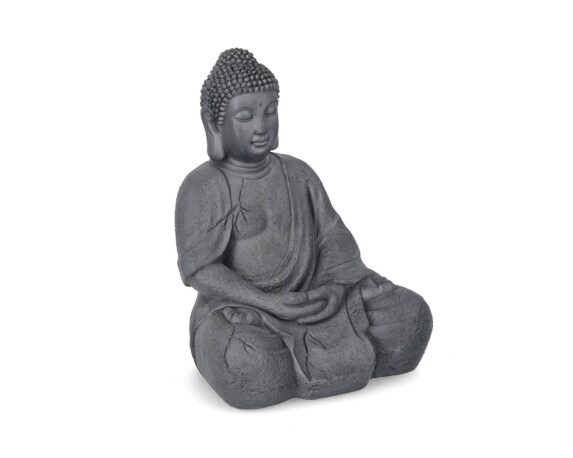 Statua Decorativa Pattaya Buddha Seduto Antracite 49,5h In Fibra Di Vetro E Argilla – Bizzotto