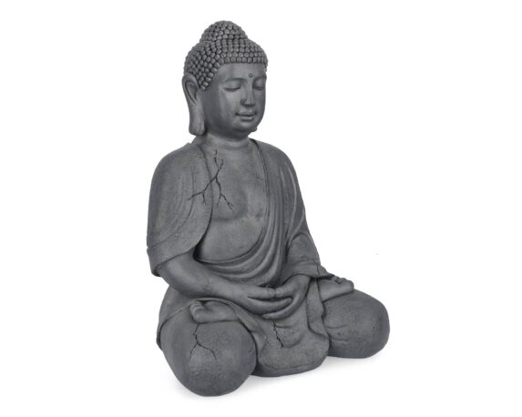 Statua Decorativa Pattaya Buddha Seduto Antracite 71h In Fibra Di Vetro E Argilla – Bizzotto