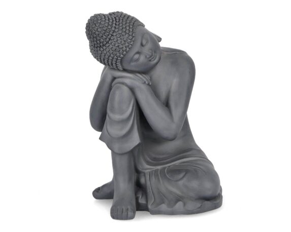 Statua Decorativa Pattaya Buddha Pensatore Antracite 50,5h In Fibra Di Vetro E Argilla – Bizzotto