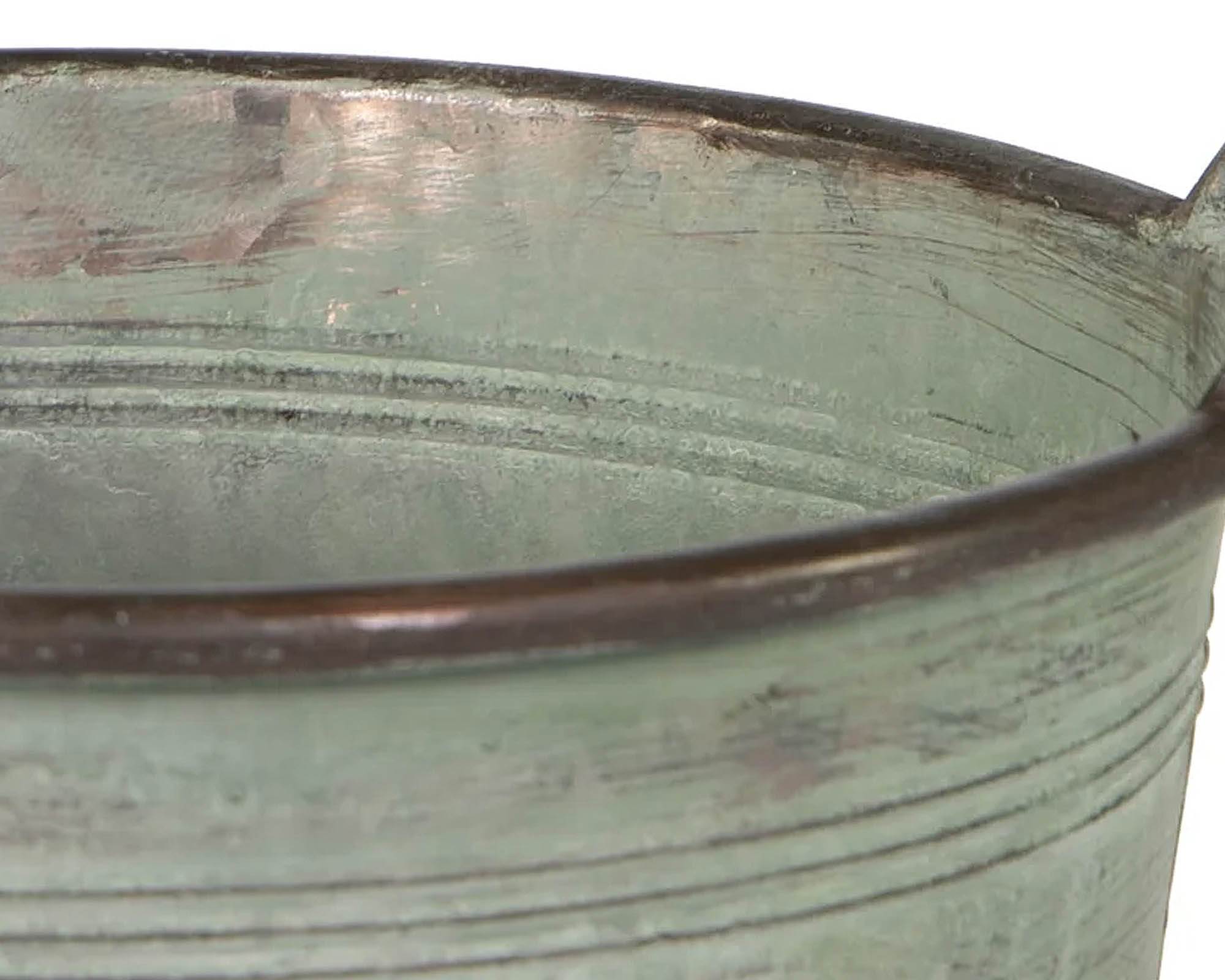 Fioriera Folks Old Green D35x17cm in Metallo - Mega Collections - immagine 2