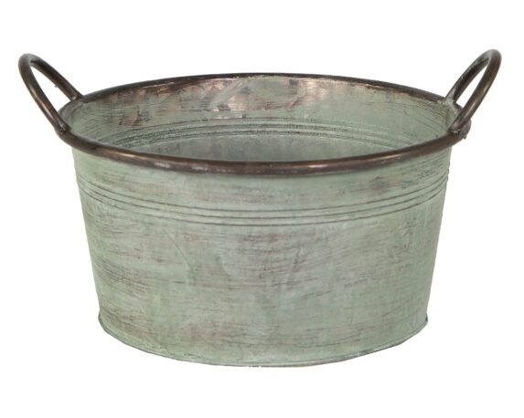 Fioriera Folks Old Green D35x17cm in Metallo – Mega Collections