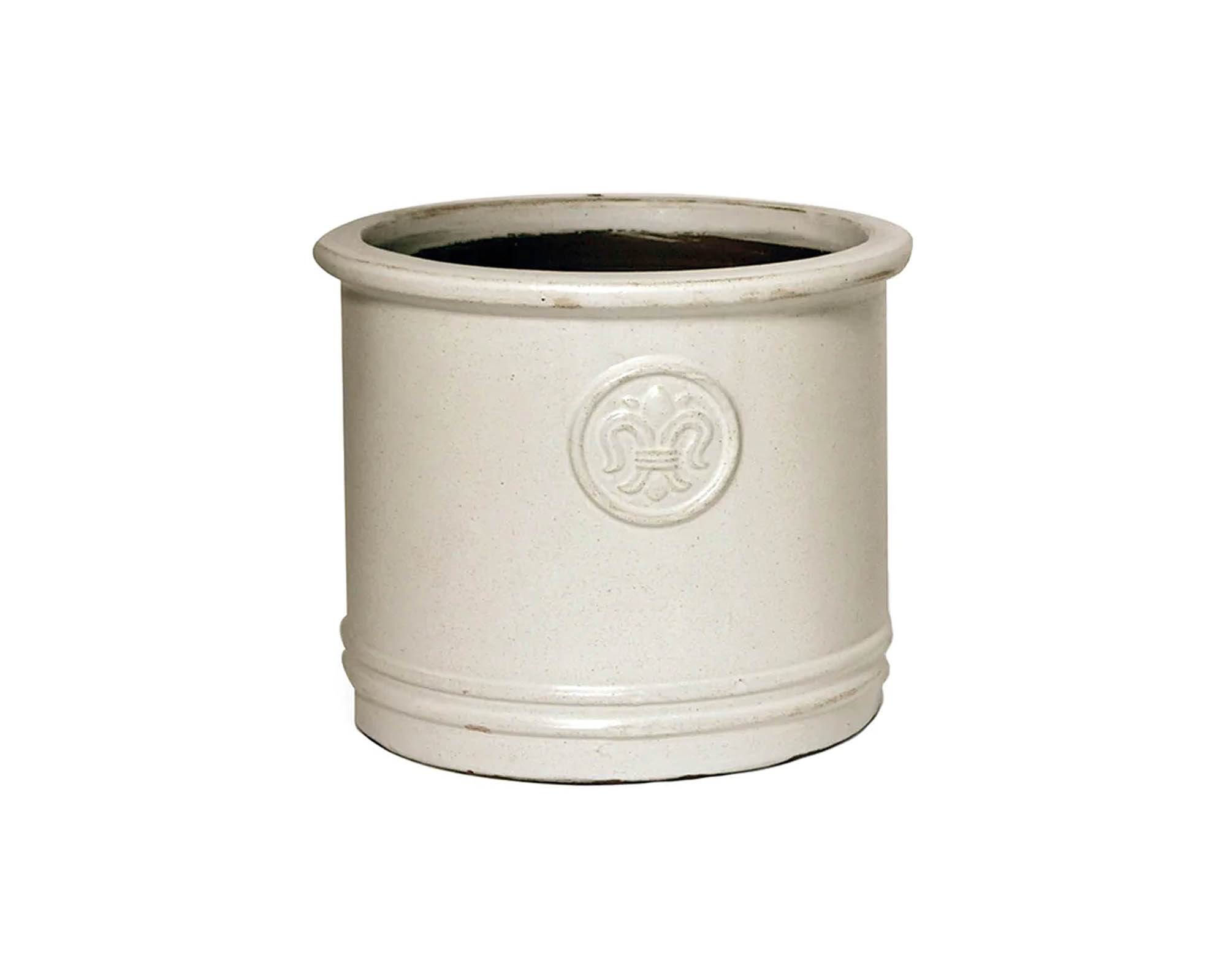 Cachepot Cilindro Smaltato Giglio D20x14cm in Ceramica - Mega Collections