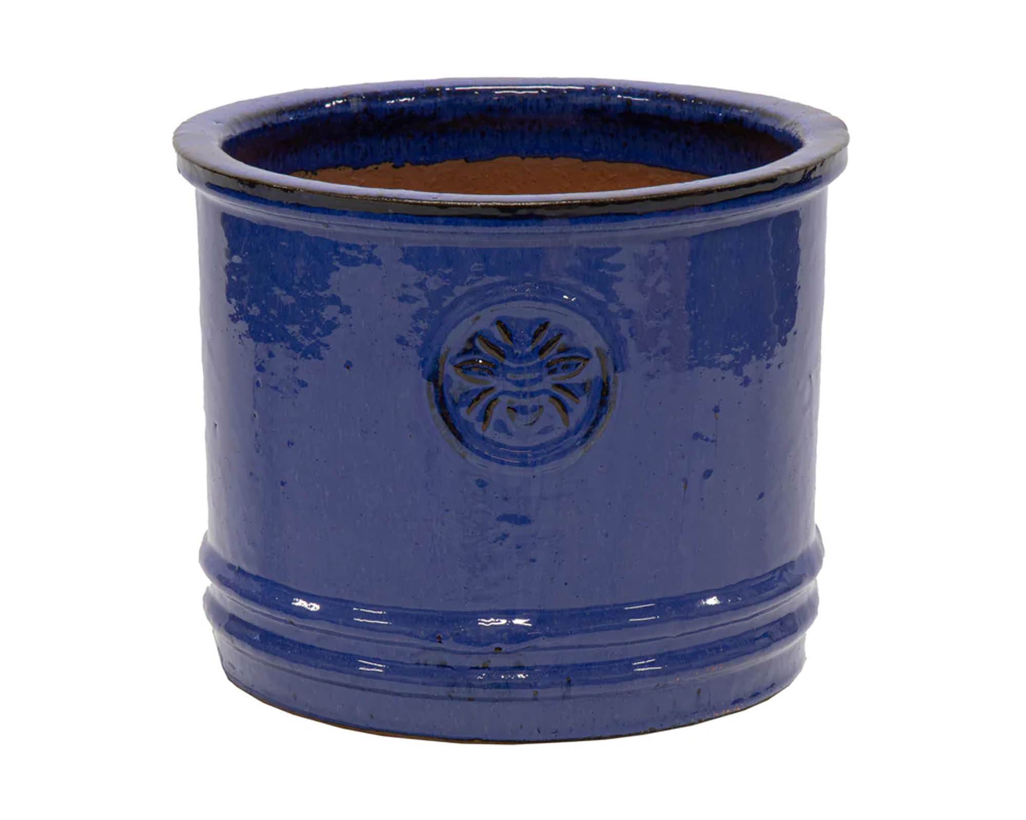 Cachepot Cilindrico Bumble Bee Blu D30x25cm in Ceramica - Mega Collections