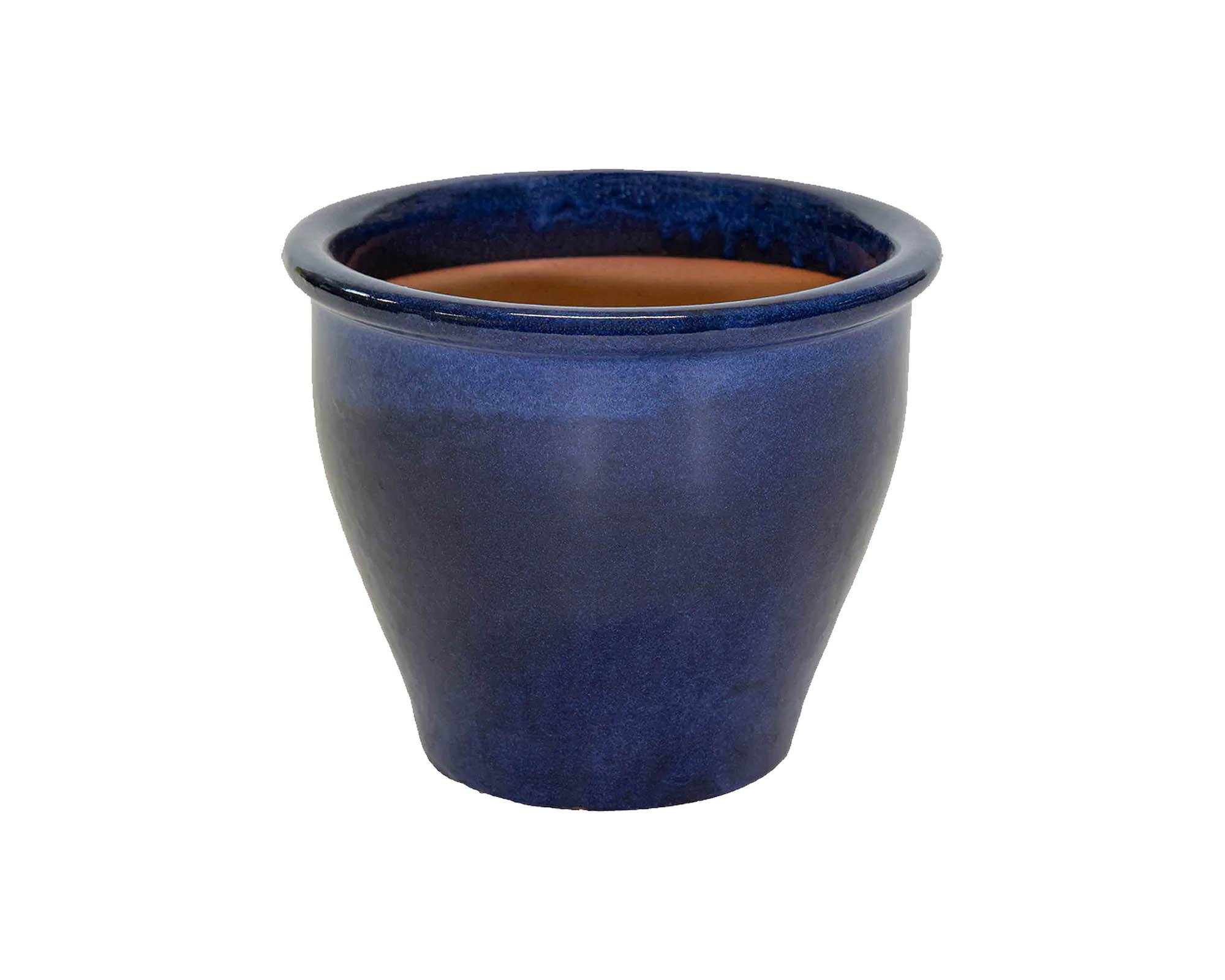 Cachepot Ovale Ceria Blu D21x18cm in Ceramica - Mega Collections