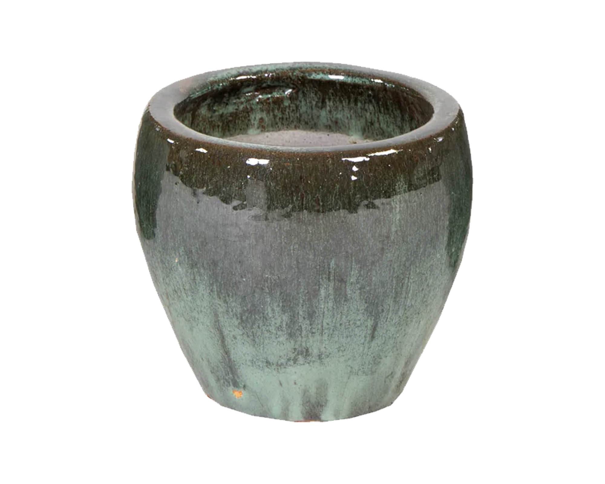 Cachepot Smaltato Belly Verde Muschio D20x18cm in Ceramica - Mega Collections