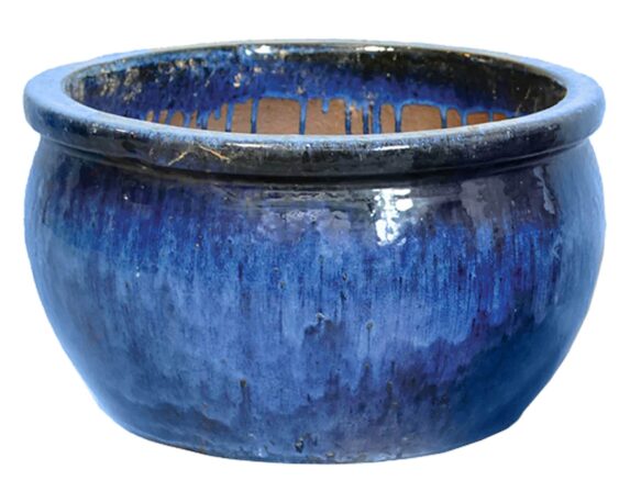 Cachepot Smaltato Bavaria Blu D47x28cm in Ceramica – Mega Collections