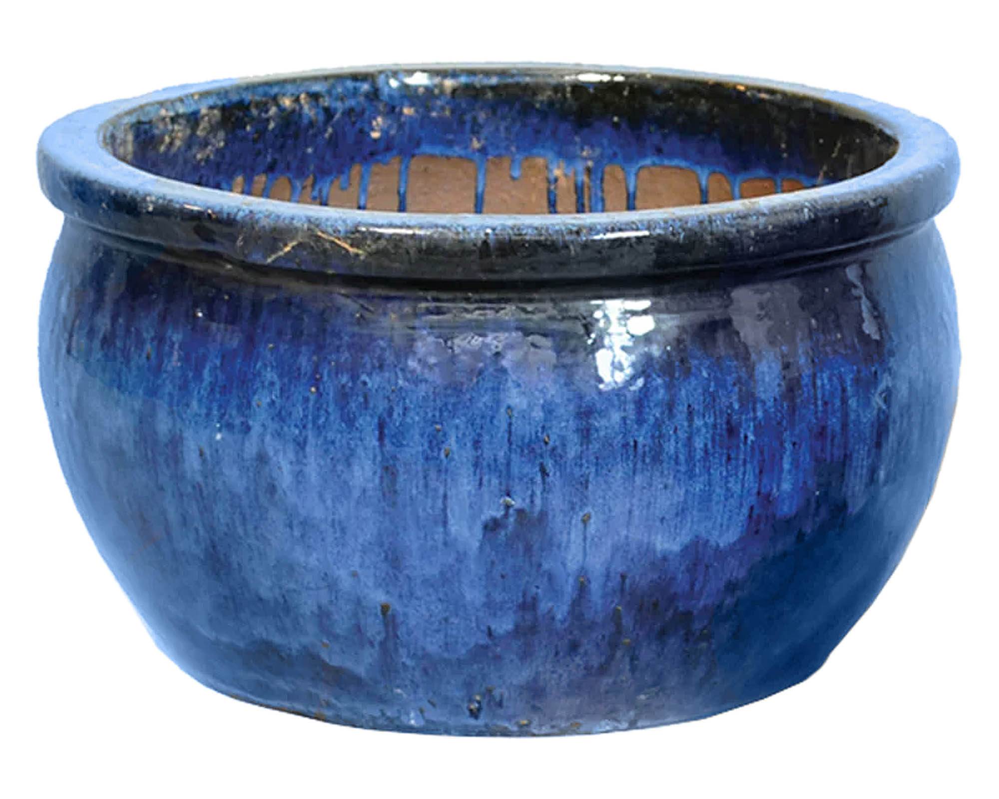 Cachepot Smaltato Bavaria Blu D47x28cm in Ceramica - Mega Collections