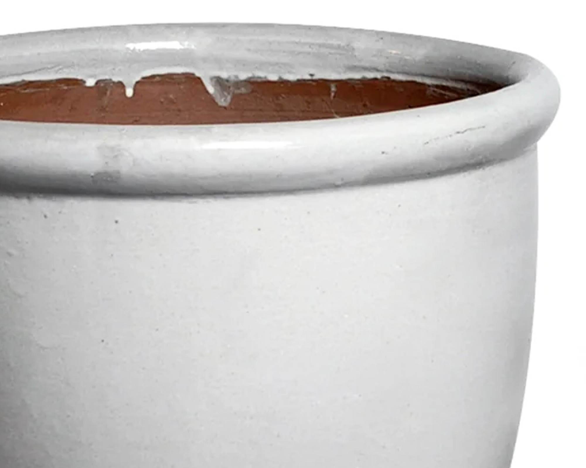 Cachepot Bordato Smaltato Bianco D50x39cm in Ceramica - Mega Collections - immagine 2