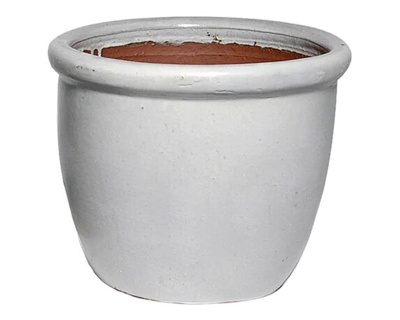 Cachepot Bordato Smaltato Bianco D50x39cm in Ceramica – Mega Collections
