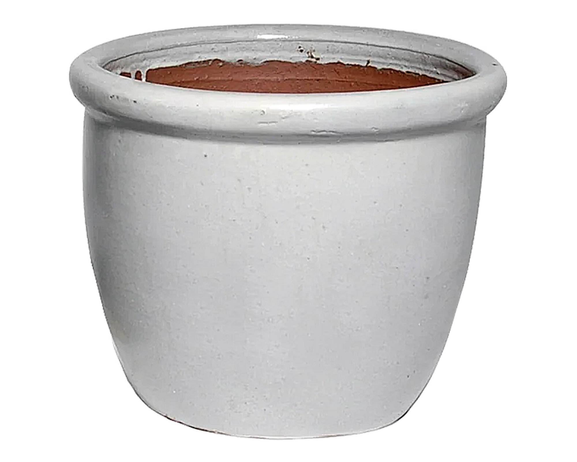 Cachepot Bordato Smaltato Bianco D50x39cm in Ceramica - Mega Collections