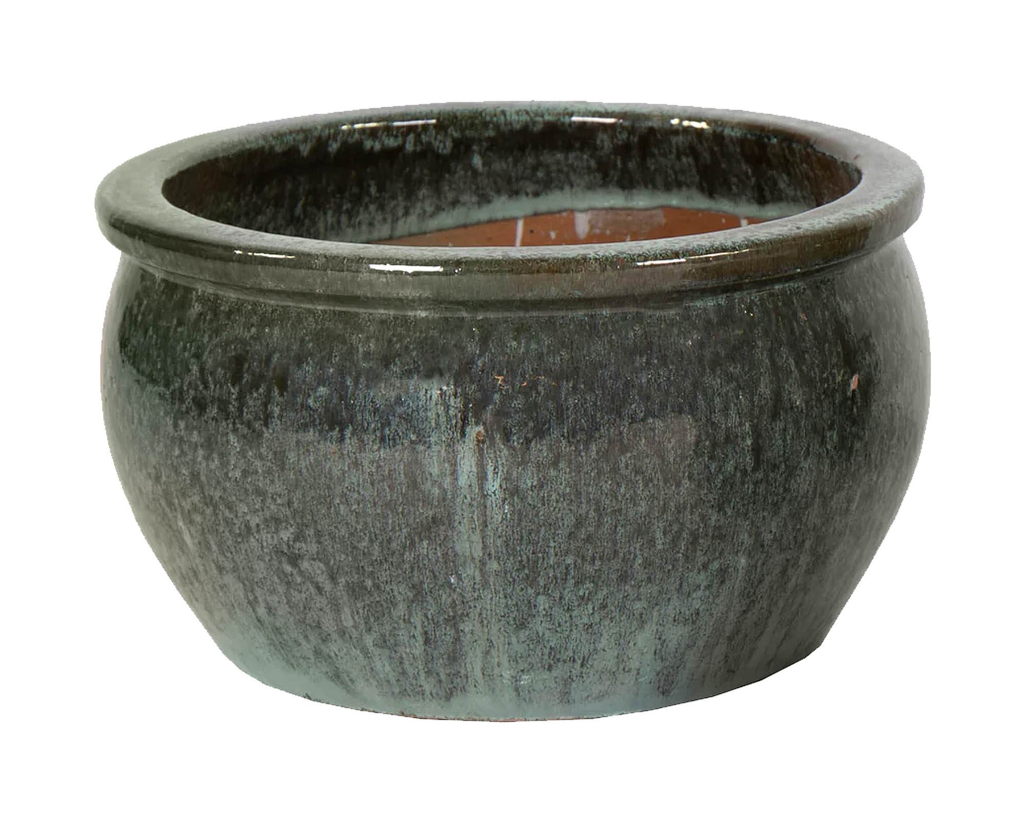 Cachepot Smaltato Bavaria Verde Muschio D36x24cm in Ceramica - Mega Collections