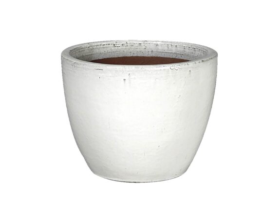 Cachepot Smaltato Bianco D22x21cm In Ceramica – Mega Collections