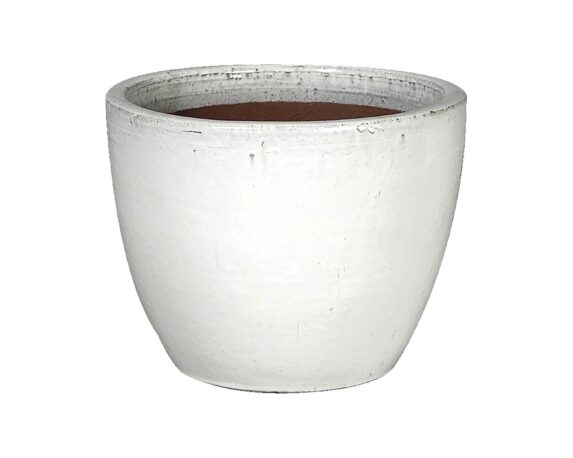 Cachepot Smaltato Bianco D38x32cm In Ceramica – Mega Collections