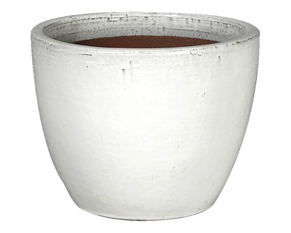 Cachepot Smaltato Bianco D48x41cm In Ceramica – Mega Collections