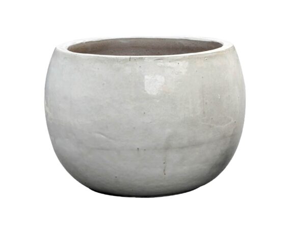 Cachepot Ciotola Smaltata Bianco D27x18cm in Ceramica – Mega Collections