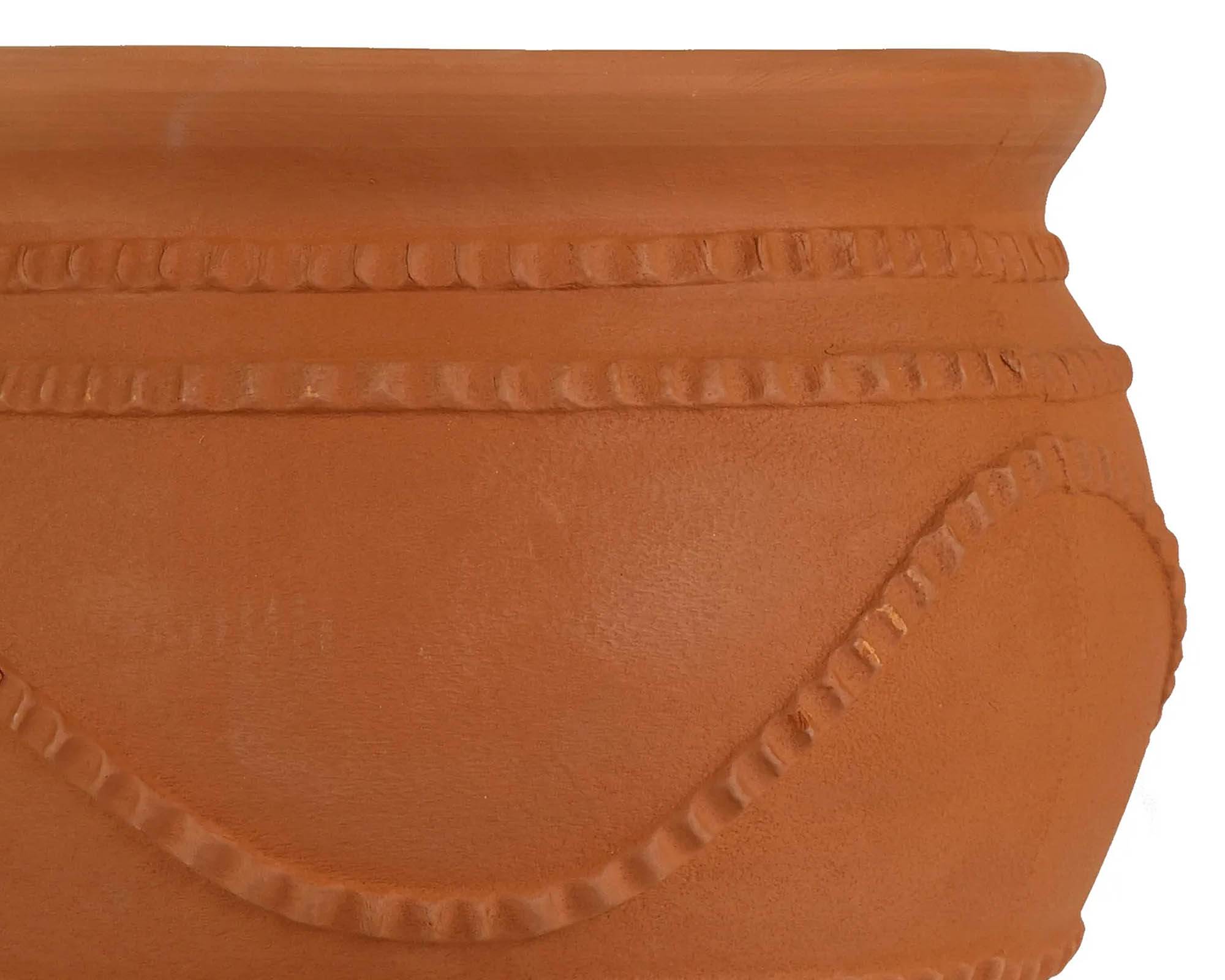 Cachepot Smaltato Ovale Pot Marrone D39x33cm in Terracotta - Mega Collections - immagine 2