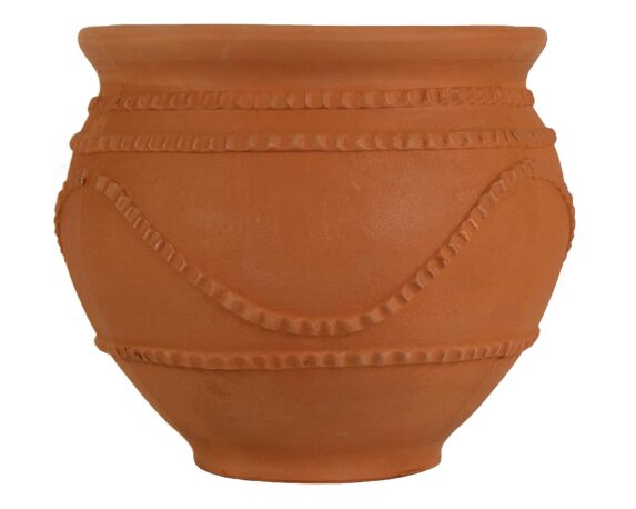 Cachepot Smaltato Ovale Pot Marrone D39x33cm in Terracotta – Mega Collections