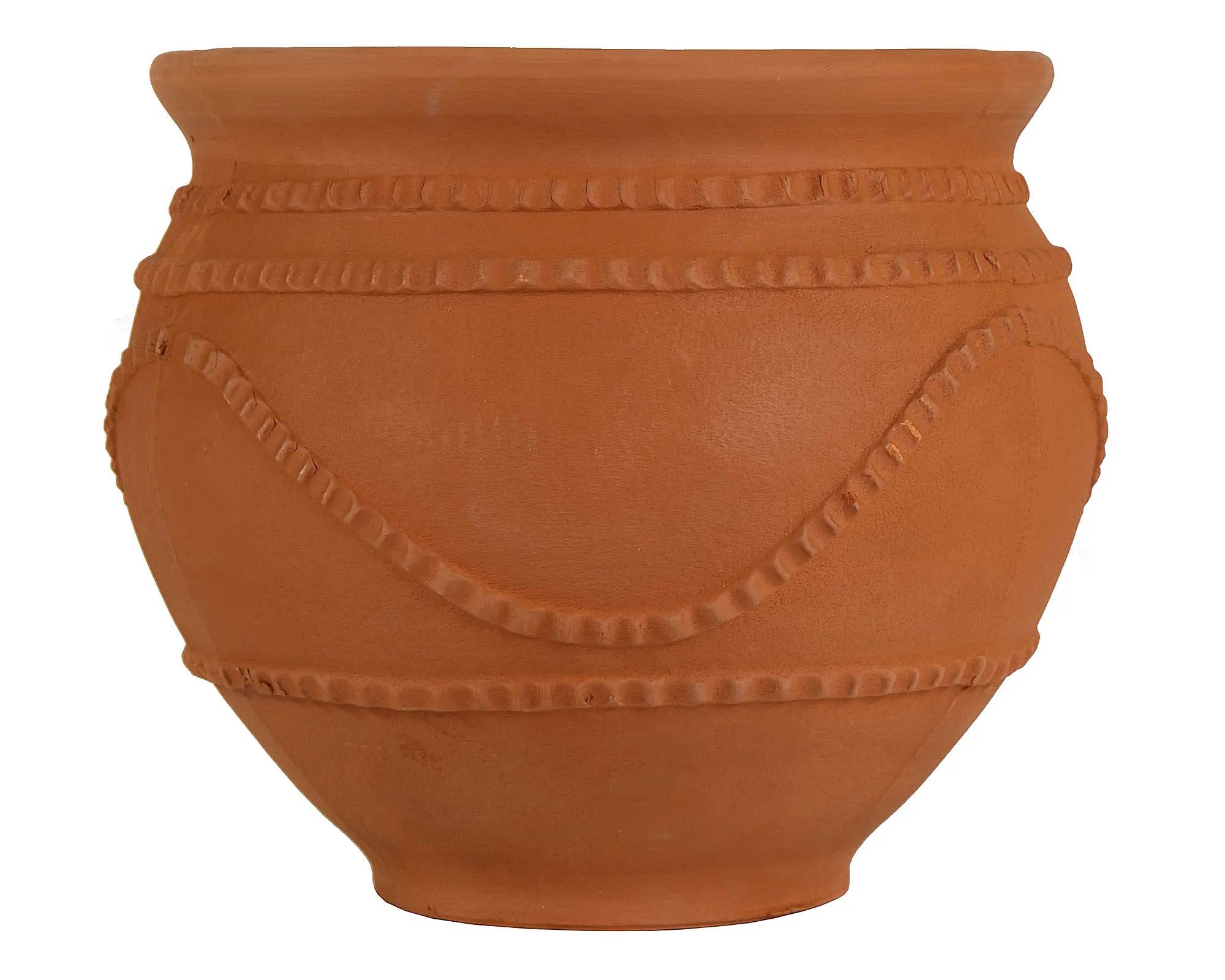 Cachepot Smaltato Ovale Pot Marrone D39x33cm in Terracotta - Mega Collections