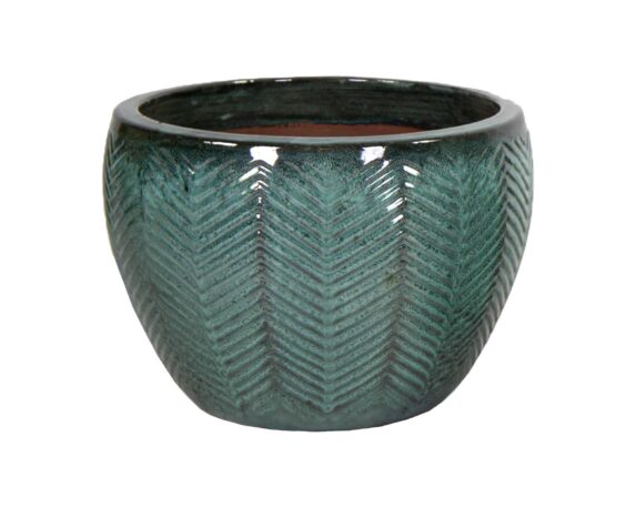Cachepot Fishbone Verde Moss D30x20cm In Ceramica – Mega Collections