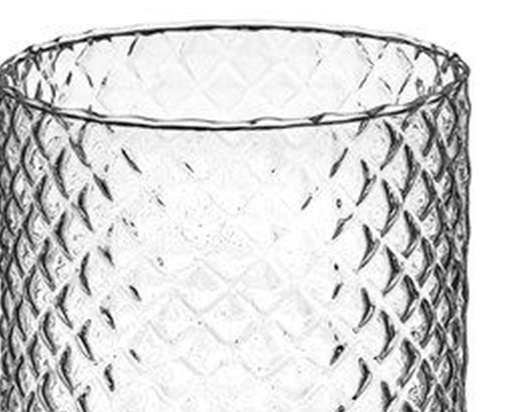 Vaso Cilindrico Intaglio Diamante Elegante e Versatile D10x20h in Vetro - immagine 2