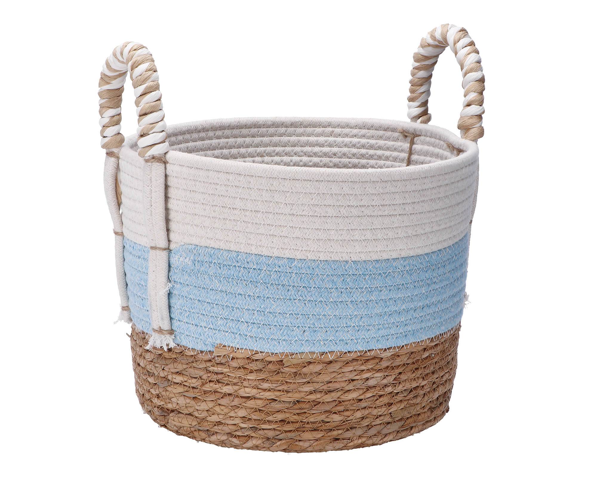 Cesta Zena con Manici D34x21h in Fibra Naturale e Cotone