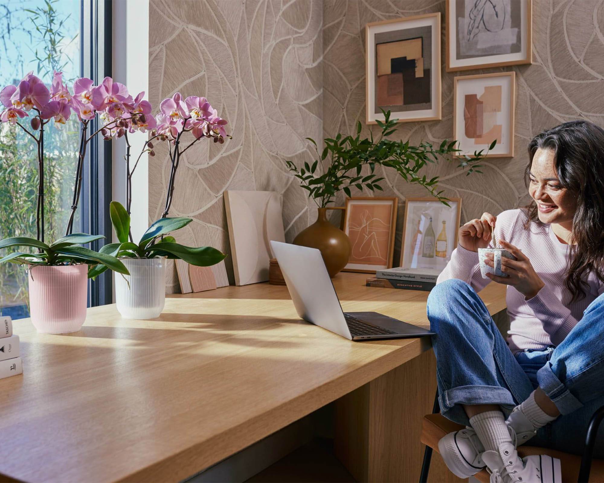 Cachepot Tondo Vibes Orchidea Rosa Smaltato D12,5cm - Elho - immagine 10