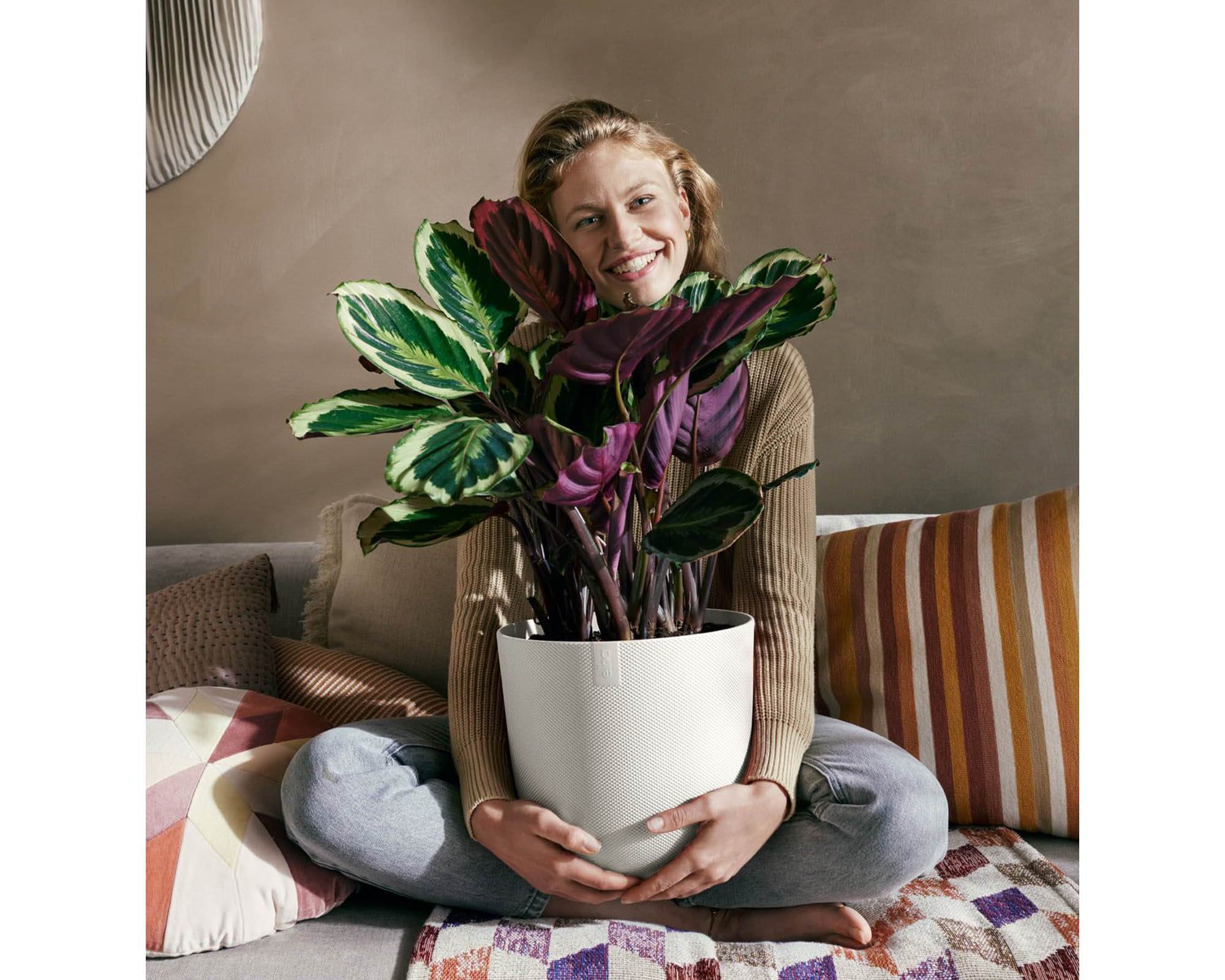 Cachepot Tondo Jazz Bianco Seta D23cm in Plastica Riciclata - Elho - immagine 5