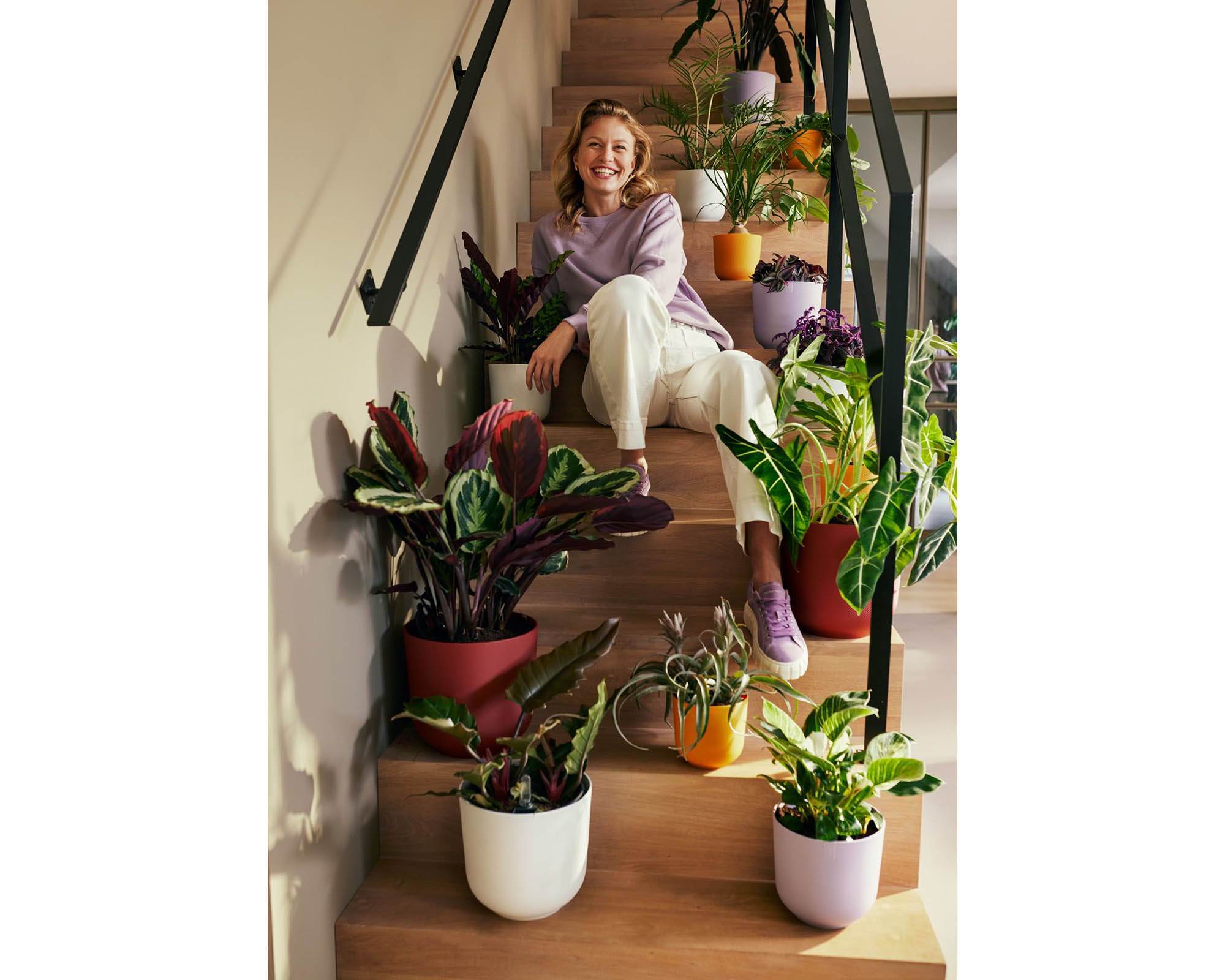 Cachepot Tondo Jazz Bianco Seta D23cm in Plastica Riciclata - Elho - immagine 7