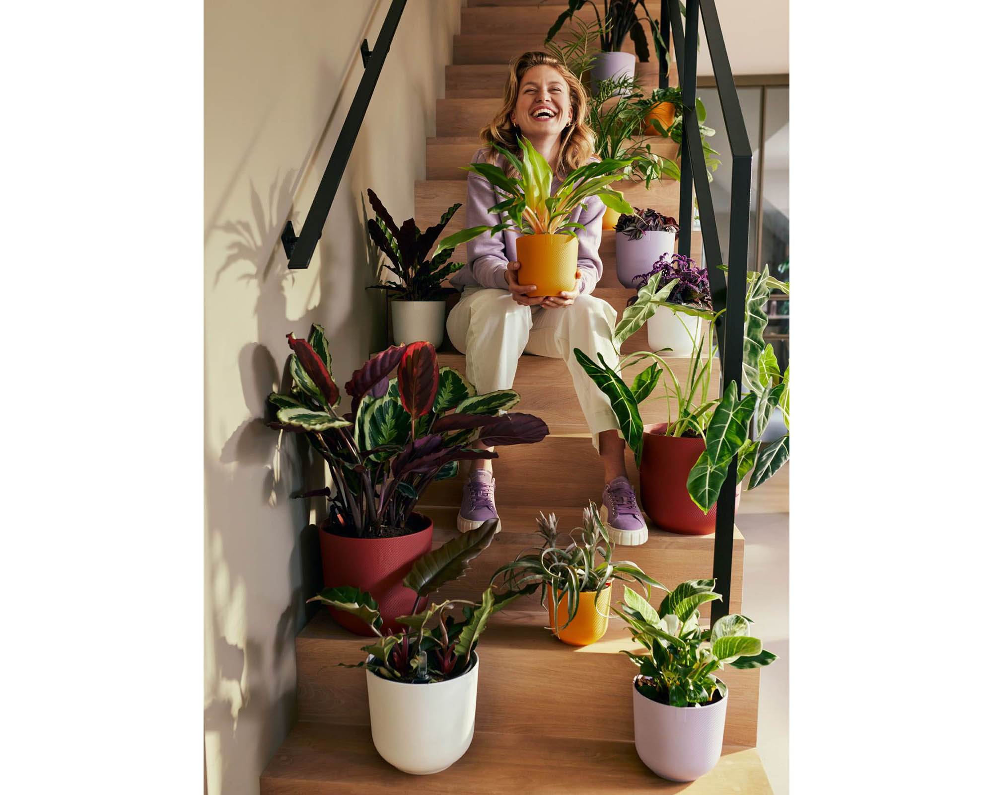 Cachepot Tondo Jazz Bianco Seta D16cm in Plastica Riciclata - Elho - immagine 6