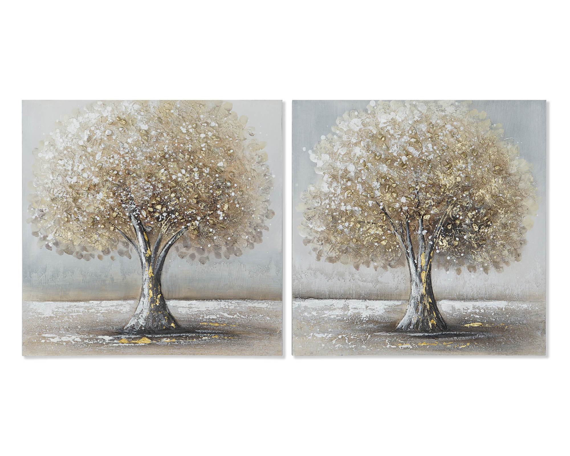 Quadro con Albero Assortito 50x2,5x50cm in Tela e MDF - Item