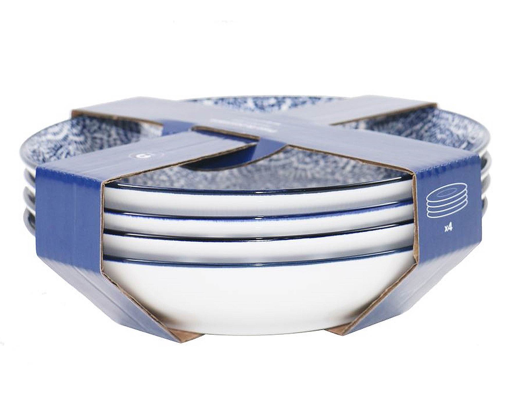 Set 4 Pz Servizio Piatti Fondi Azzurro 20x20x4cm in Porcellana - Item - immagine 5