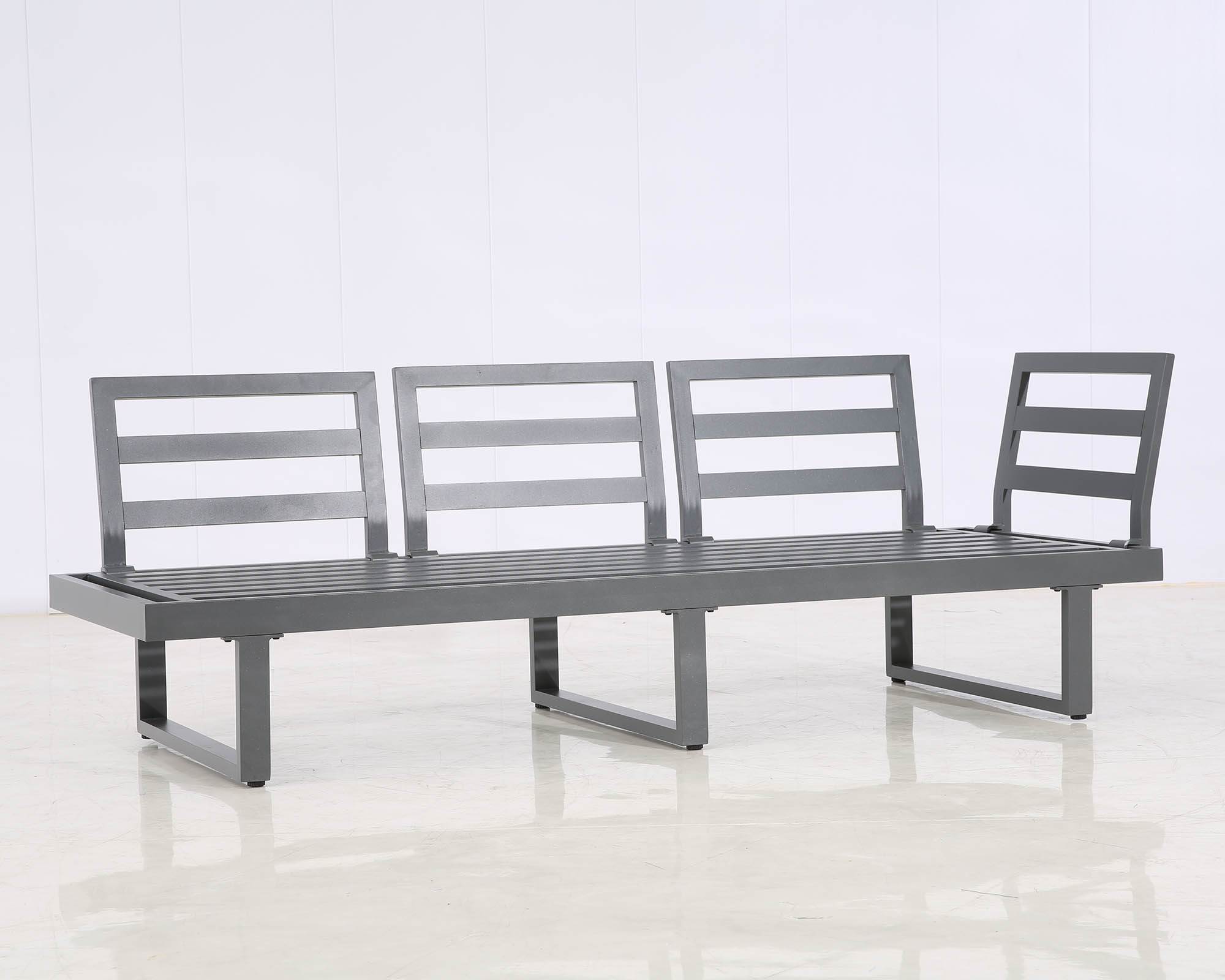 Set 3 Pz Salotto Angolo Senza Braccioli Grigio in Alluminio e Poliestere - Floral Garden - immagine 5