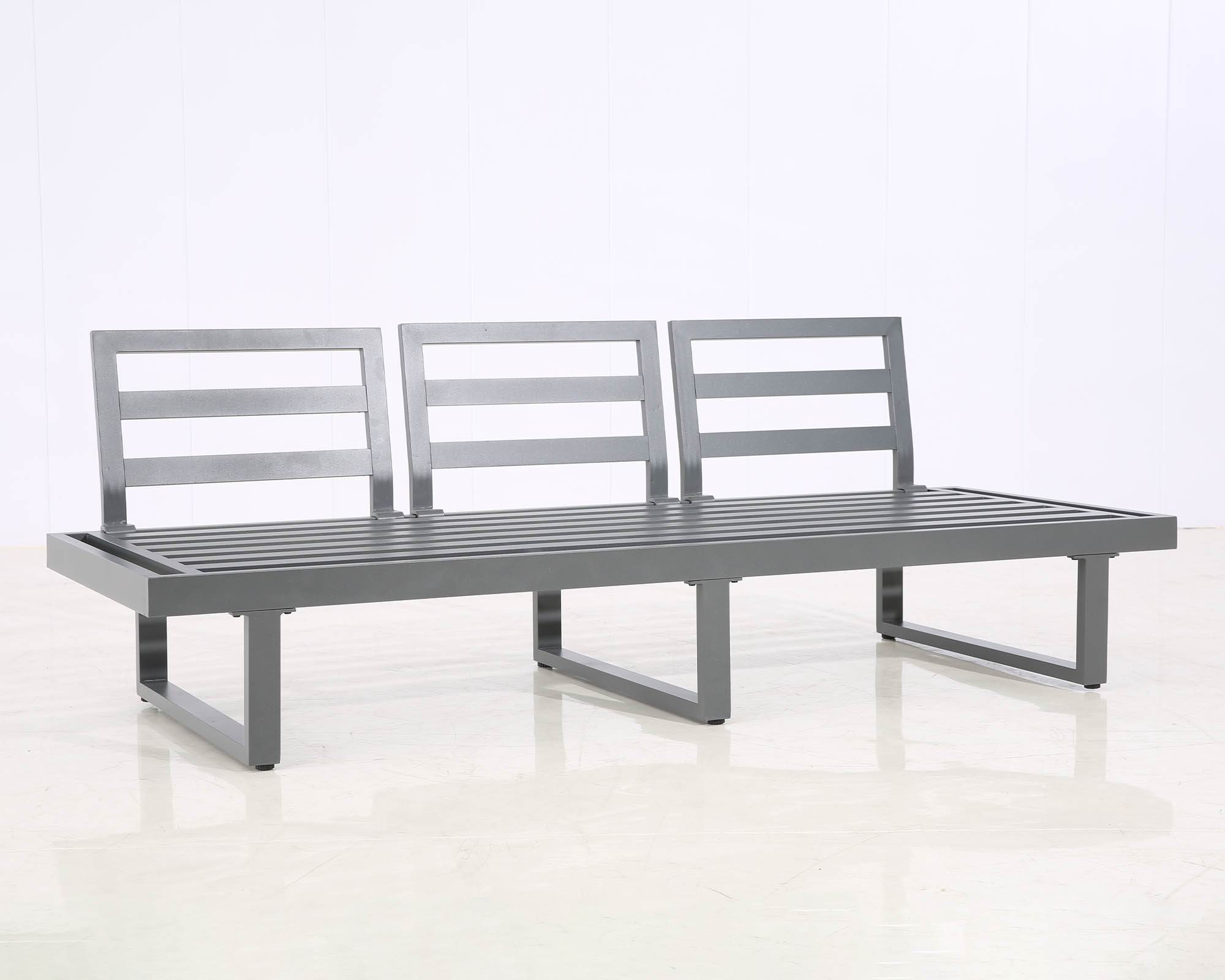 Set 3 Pz Salotto Angolo Senza Braccioli Grigio in Alluminio e Poliestere - Floral Garden - immagine 4