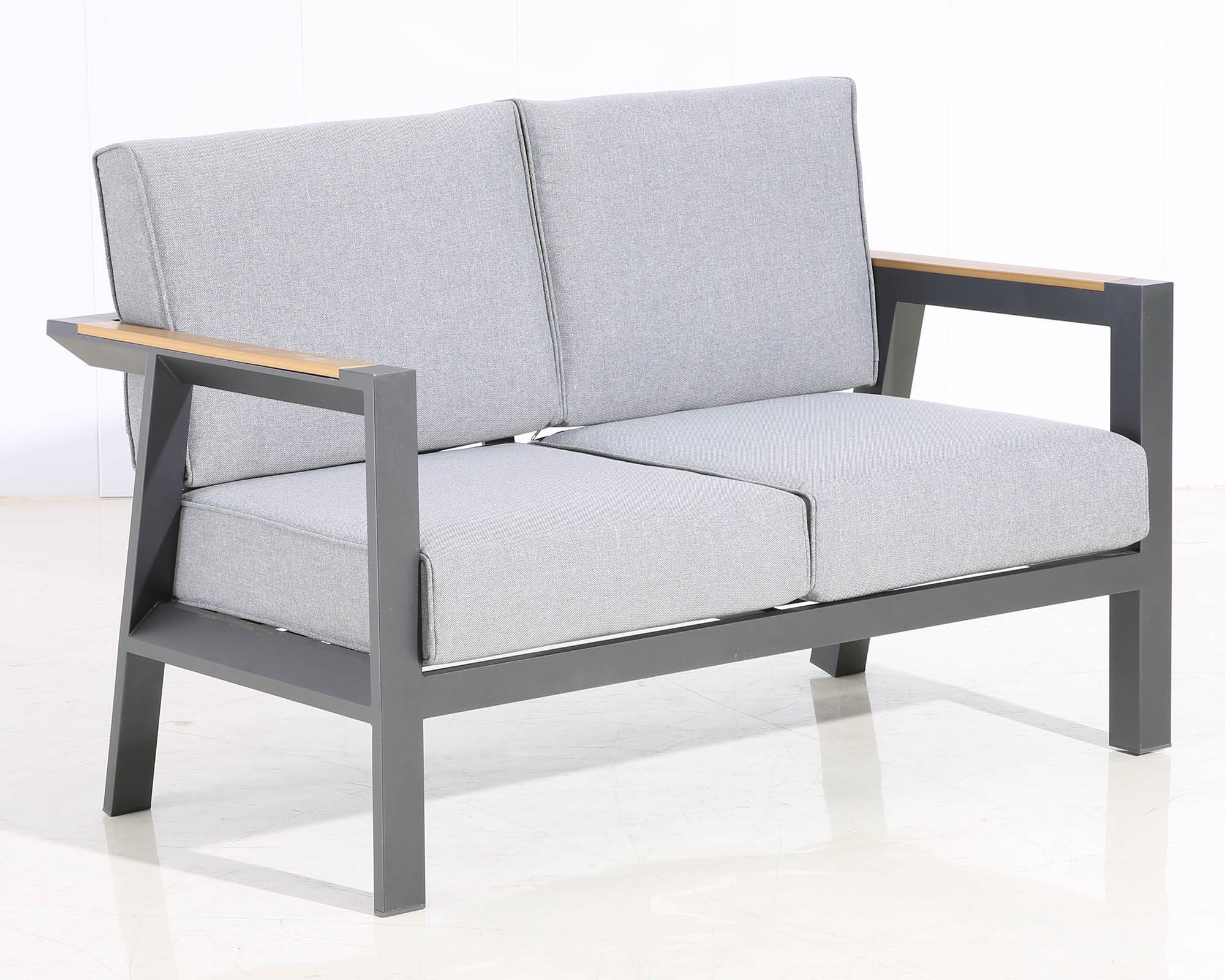 Set 4 Pz Salotto con Sofa a 2 Posti Grigio in Alluminio e Poliestere - Floral Garden - immagine 5