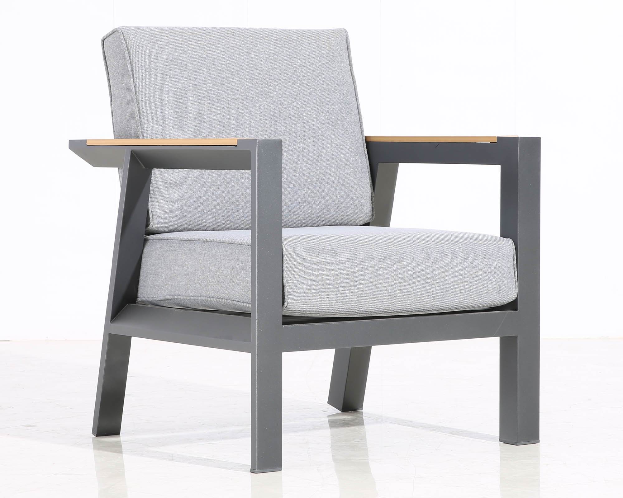 Set 4 Pz Salotto con Sofa a 2 Posti Grigio in Alluminio e Poliestere - Floral Garden - immagine 3