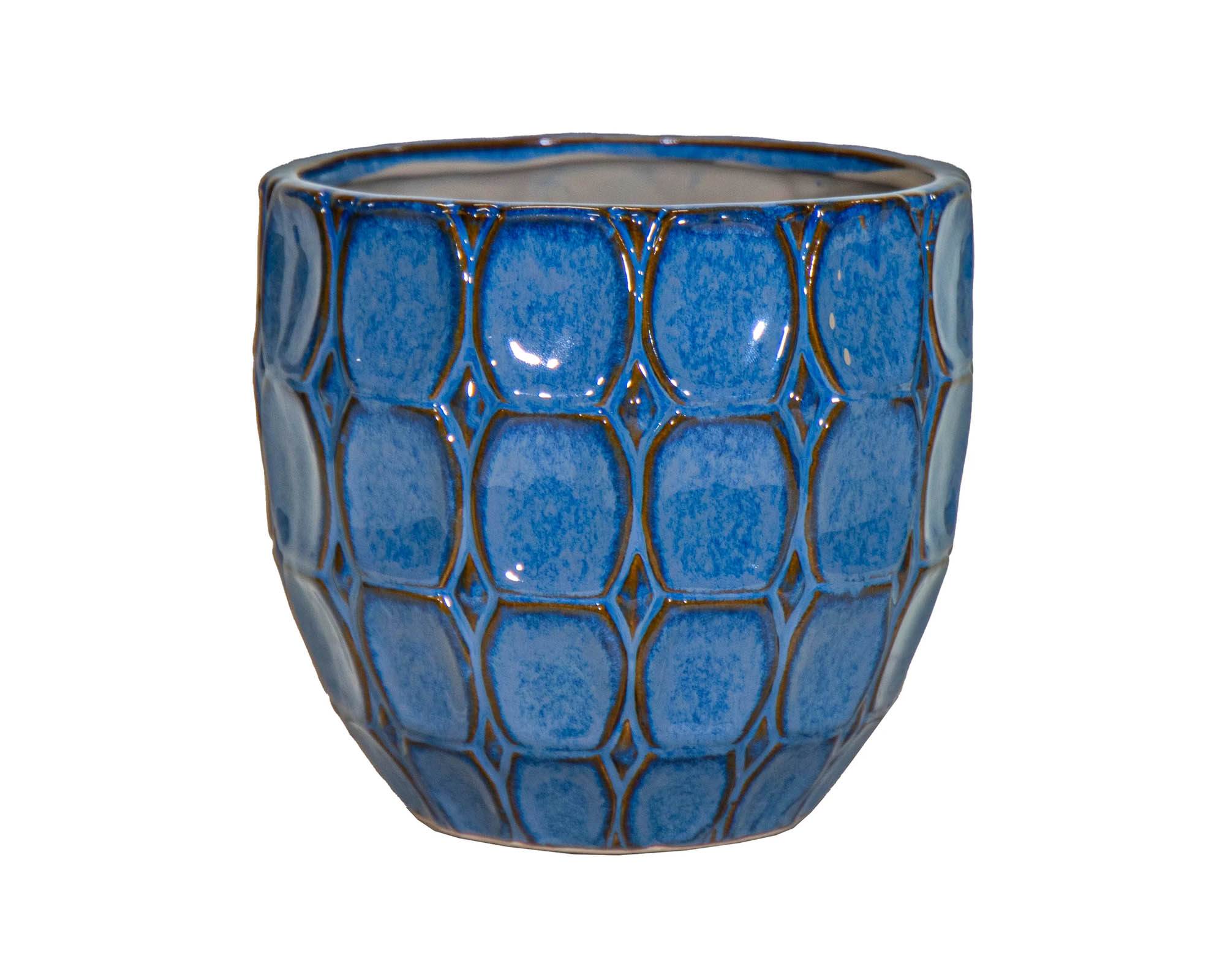 Cachepot Egg Viva Blu D12,5x11cm in Ceramica - Mega Collections