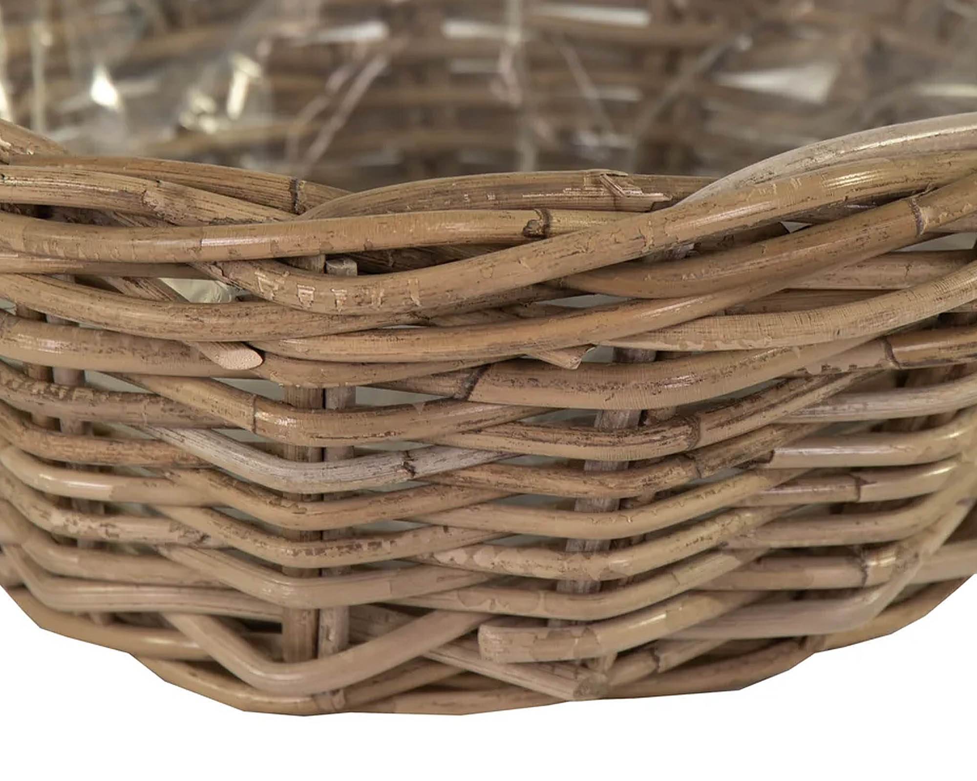 Porta Piante Cesta Manici Cubu D40x14cm in Fibra Naturale - Mega Collections - immagine 2